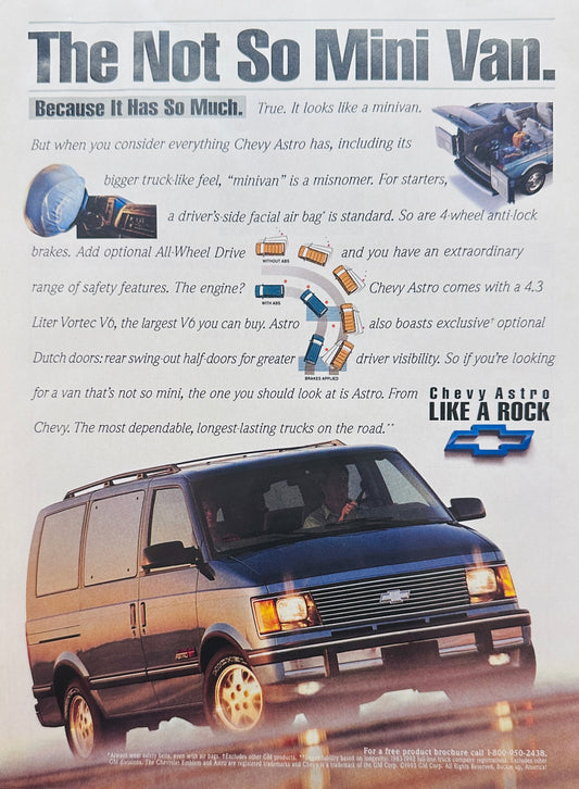 1993 Chevrolet Astro Van The Not So Mini Van - Magazine Ad