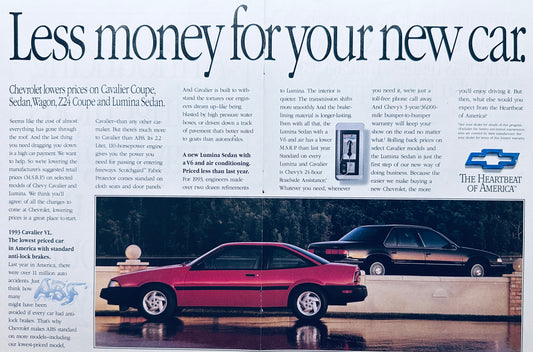 1993 Chevrolet Cavalier Coupe  & Lumina Sedan Centerfold Magazine Ad