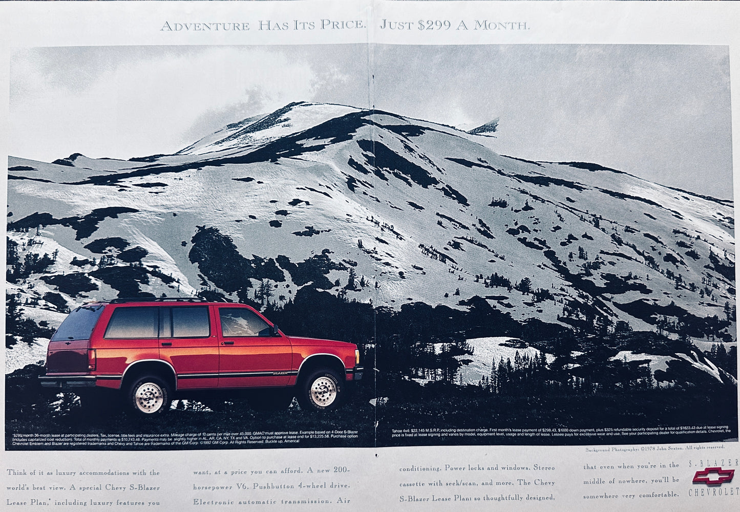 1993 Chevrolet S Blazer Centerfold Snow Covered Mountain Magazine Ad