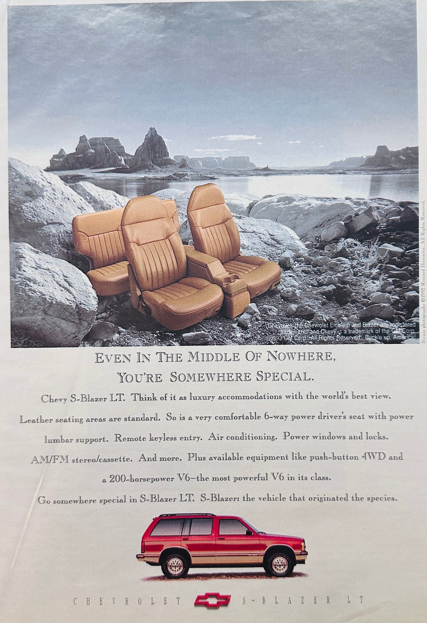 1993 Chevrolet S-Blazer LT - Seats on Volcanic Island? Magazine Ad