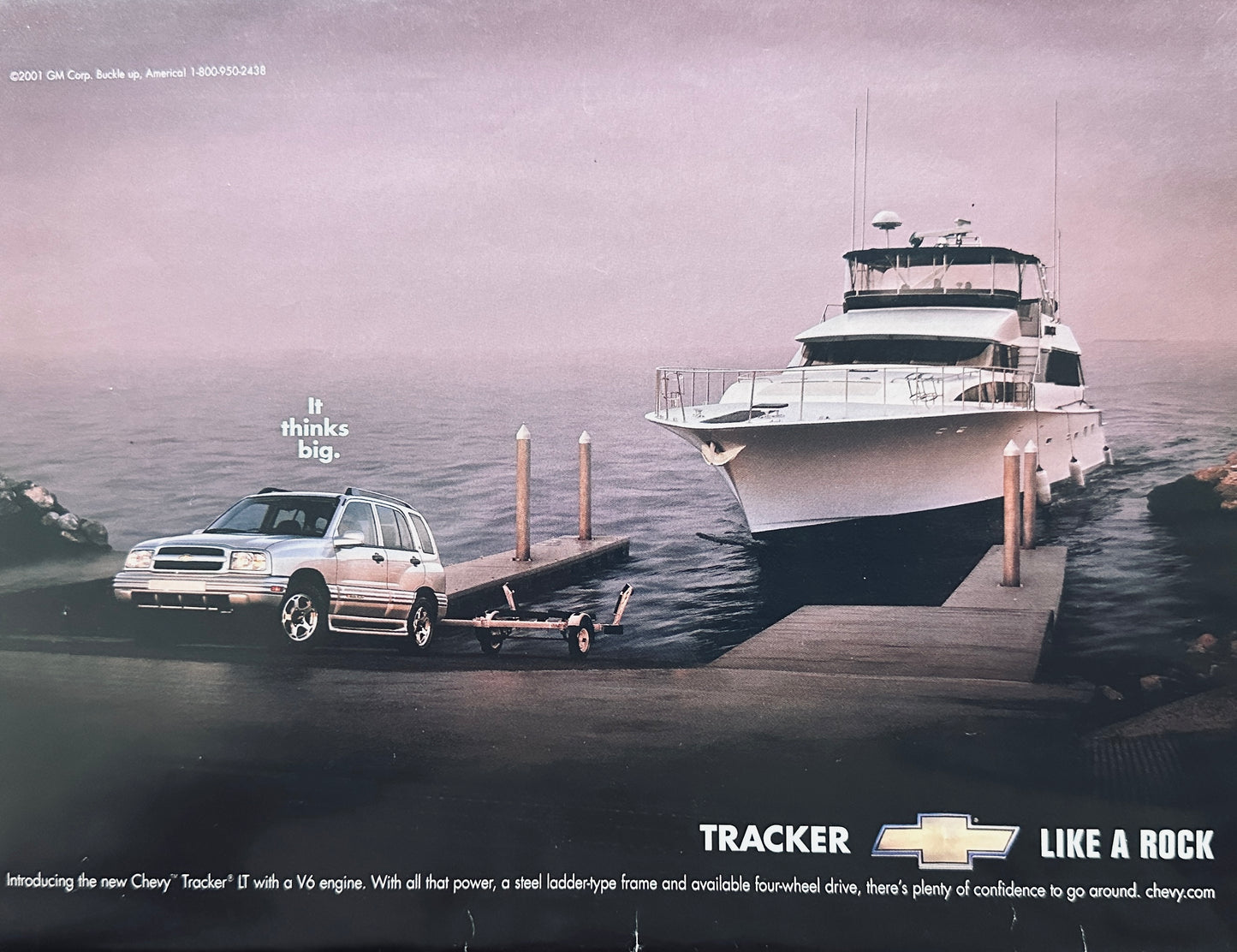 2001 Chevrolet Tracker Magazine Ad Think Big at the Dock!