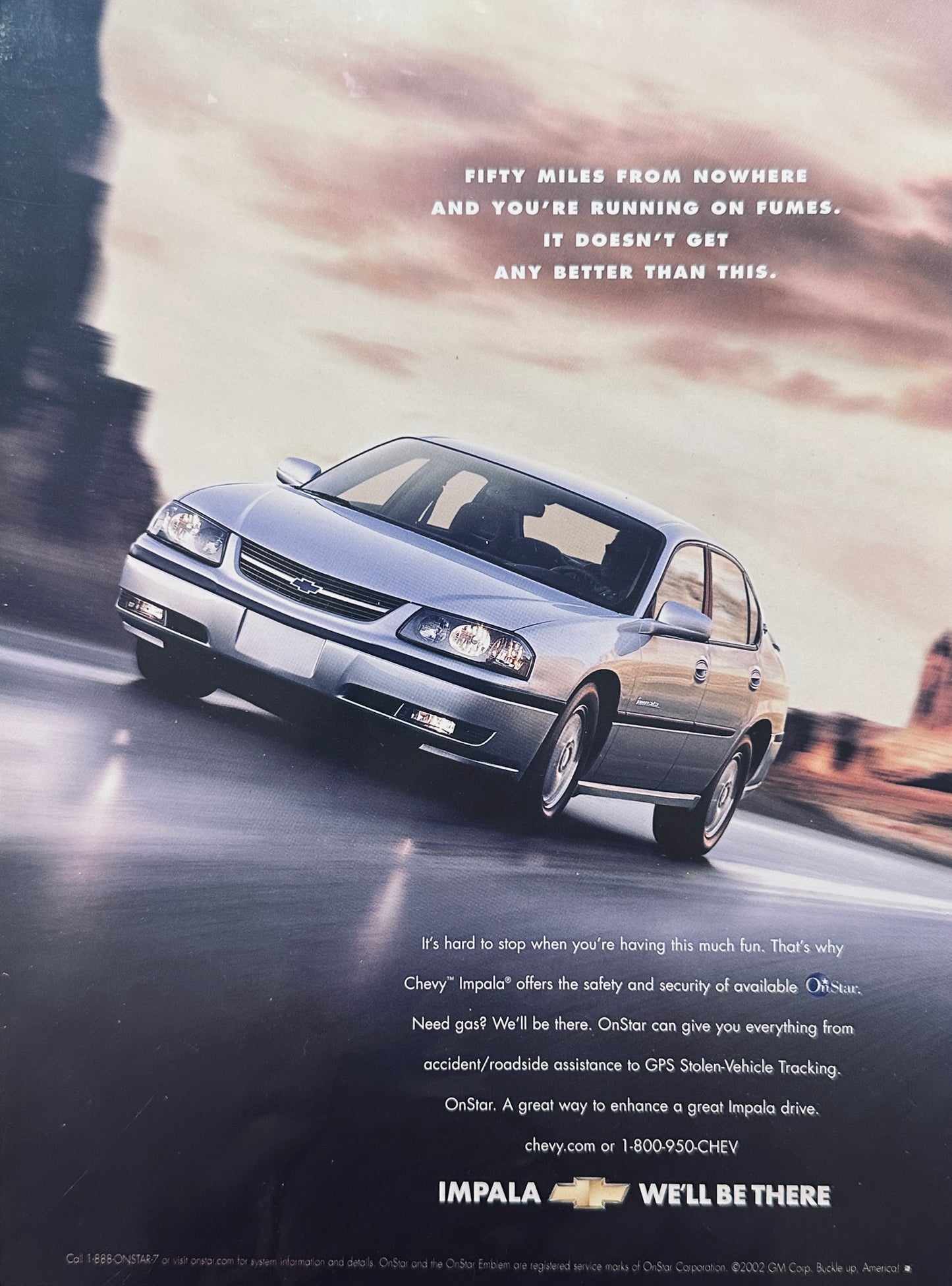 2002 Chevrolet Chevy Impala Running on Fumes - Magazine Ad