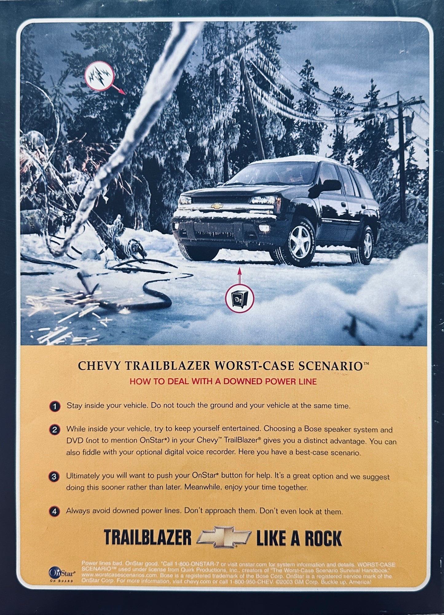 2003 Chevrolet Trailblazer SUV  - Worst Case Scenario - Magazine Ad