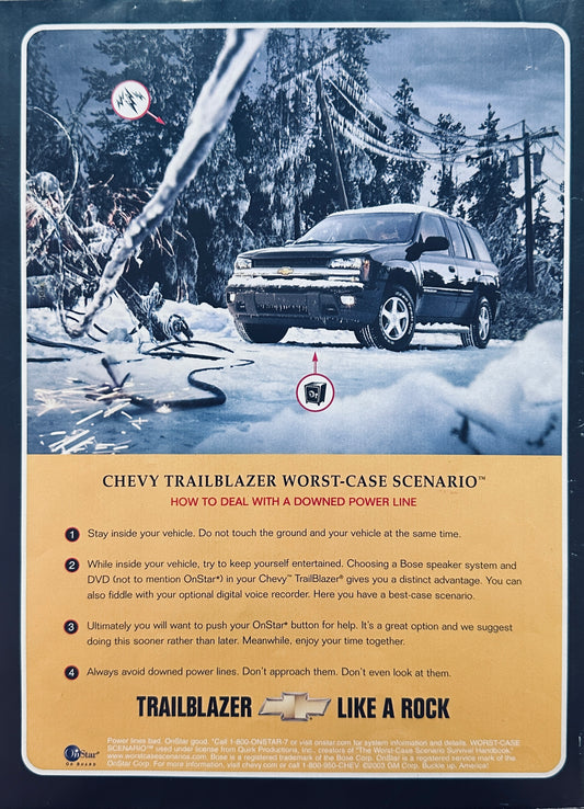 2003 Chevrolet Trailblazer SUV  - Worst Case Scenario - Magazine Ad