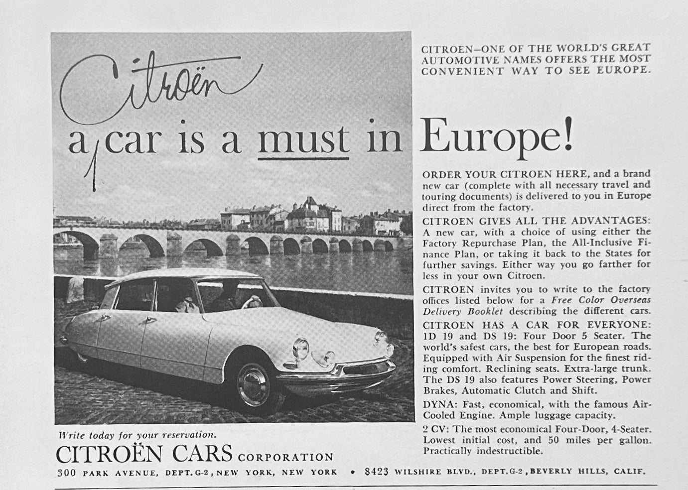 1959 Citroen Magazine Ad