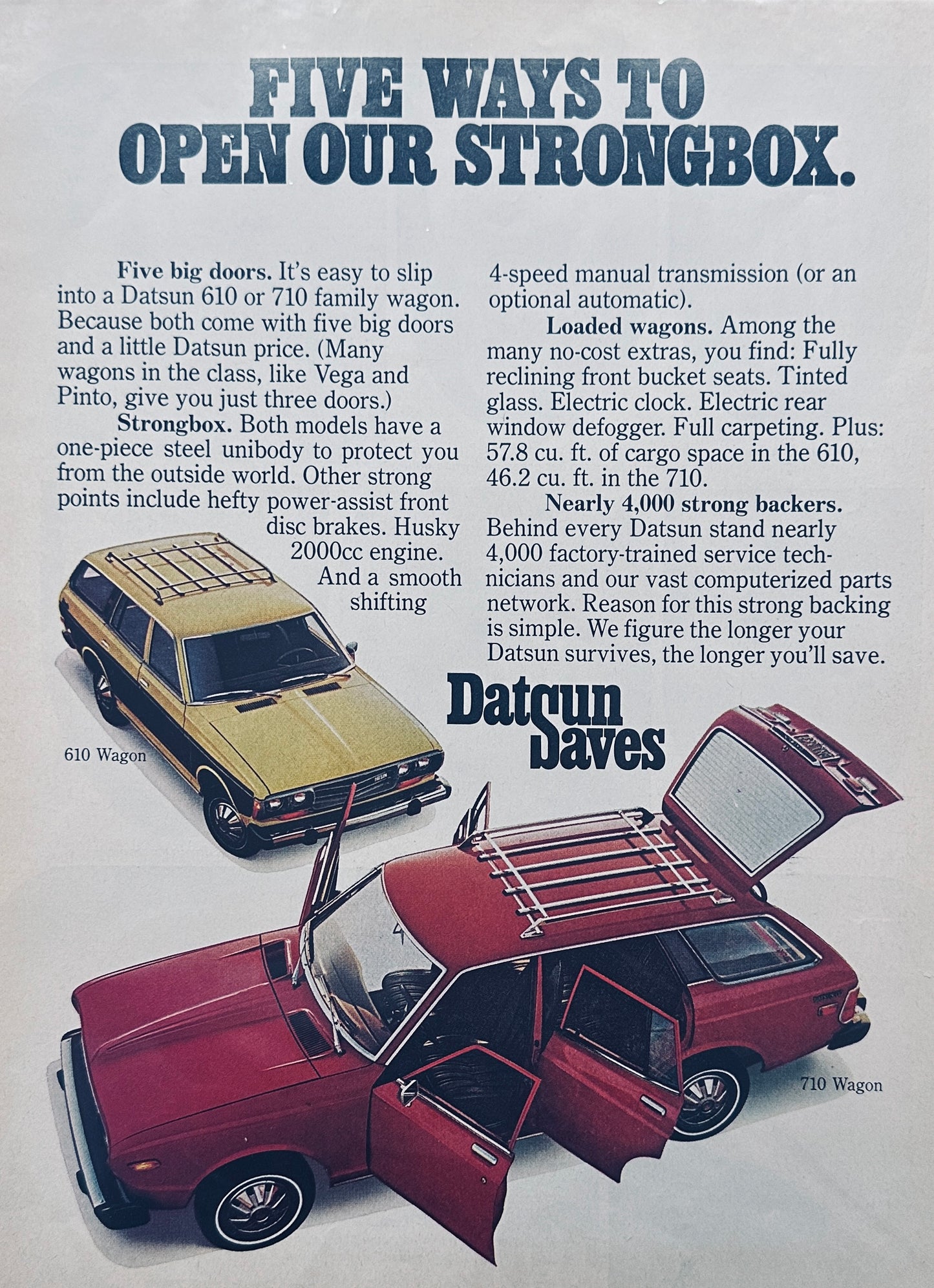 1976 Datsun - 5 Ways to Open Our Strongbox 610 & 710 Wagons - Ad