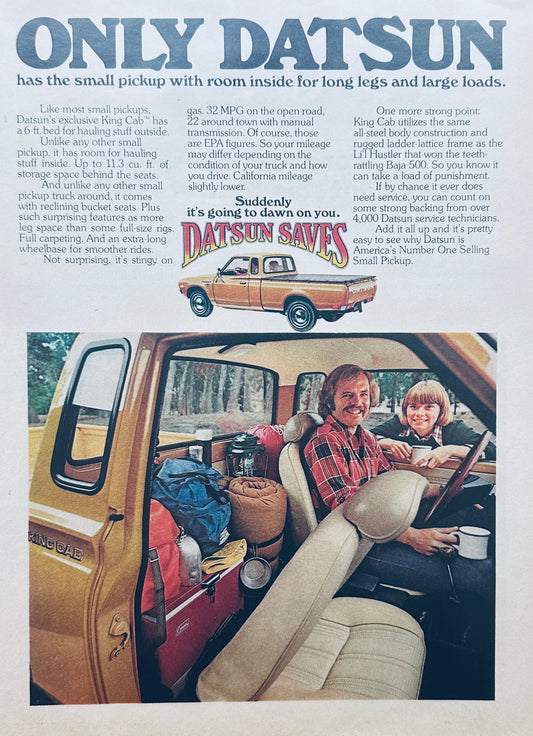 1977 Datsun Li'l Hustler Small Pickup with Room Inside - Magazine Ad