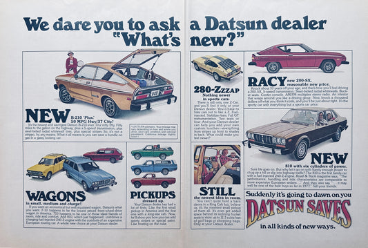 1977 Datsun B-210, Wagons, Pickups, 810, 200Sx and 280Z Ad