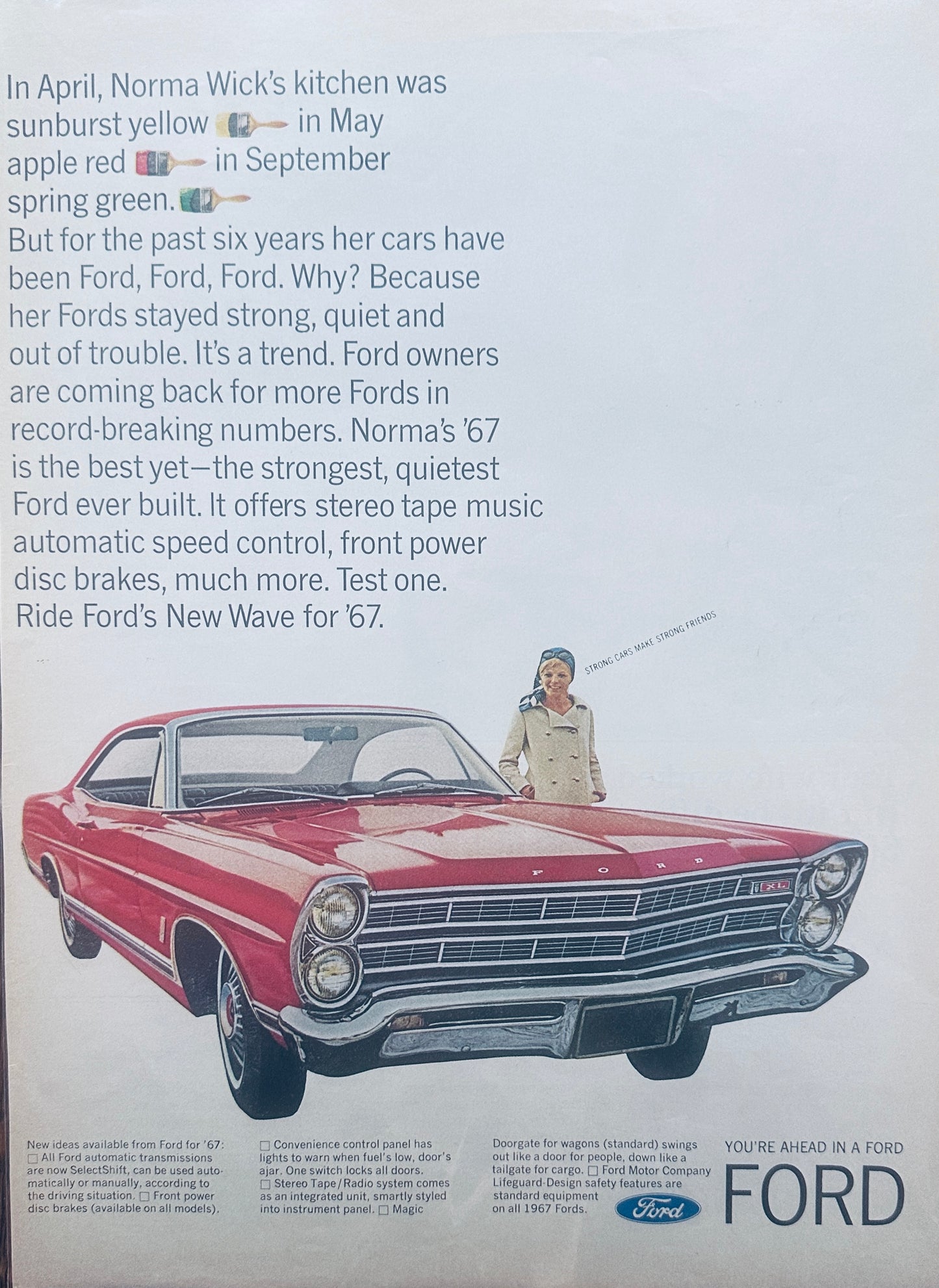 1967  Red Ford Galaxie XL ? - Honestly Taking a Guess on the Model - Magazine Ad