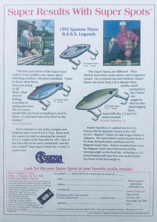 1993 Fishing Lures - Super Spots - BASS Master - Magazine Ad