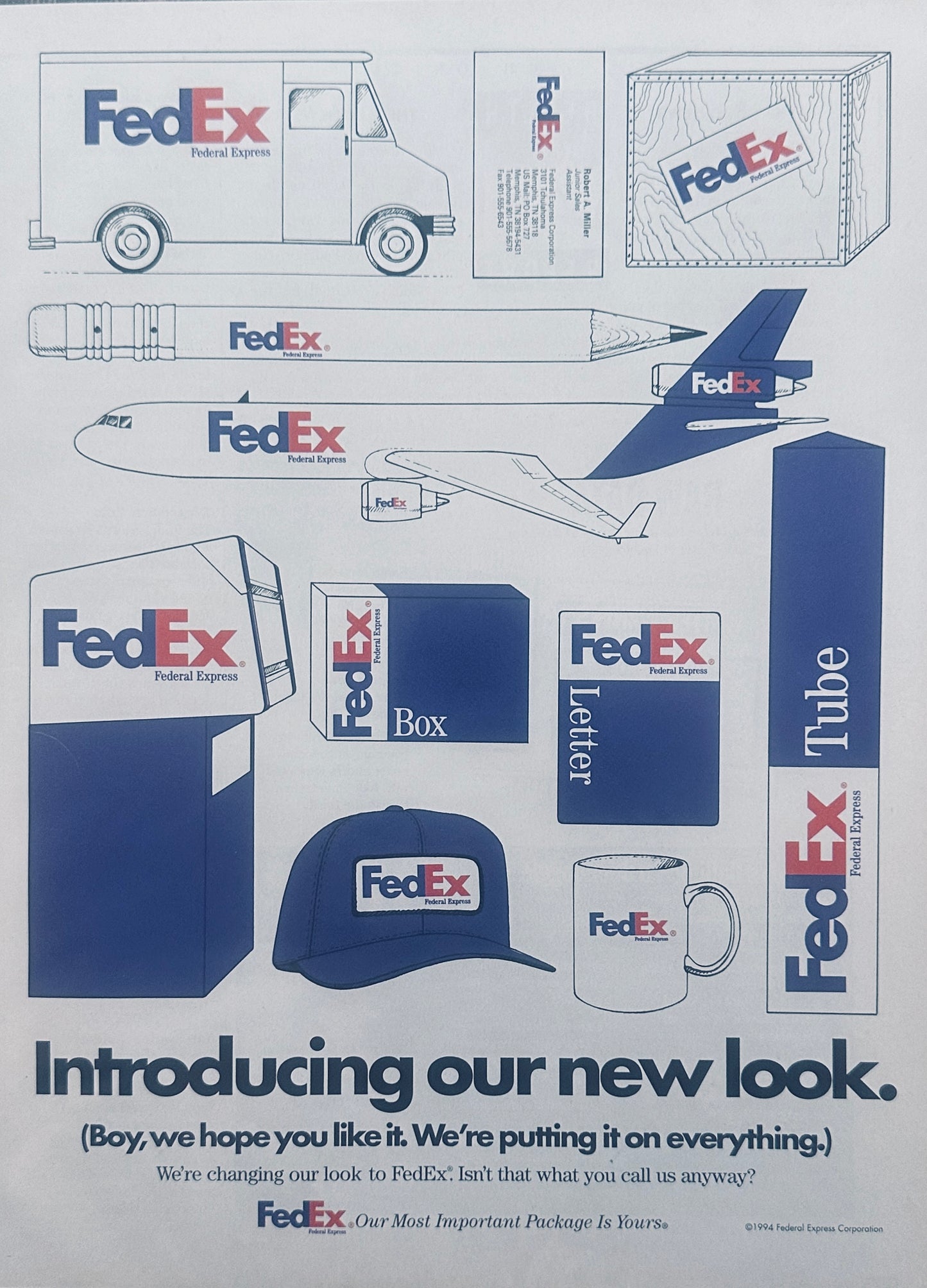 1994 FedEx Updates Look - Logo - Colors - Magazine Ad