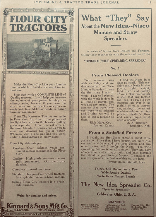 1915 - ish  FLOUR CITY Implement & Tractor Trade Journal Advertising Page N368