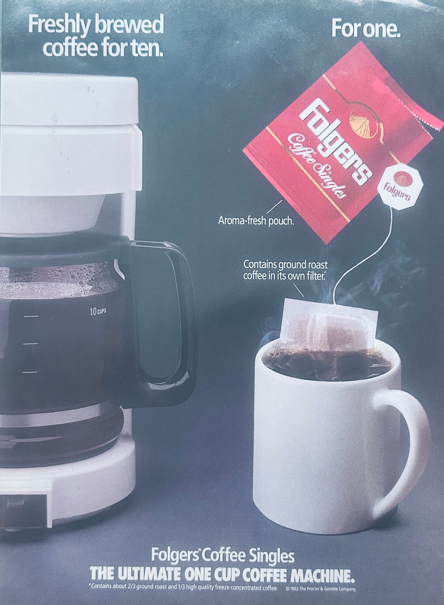 1993 Folgers Coffee Singles Magazine Ad