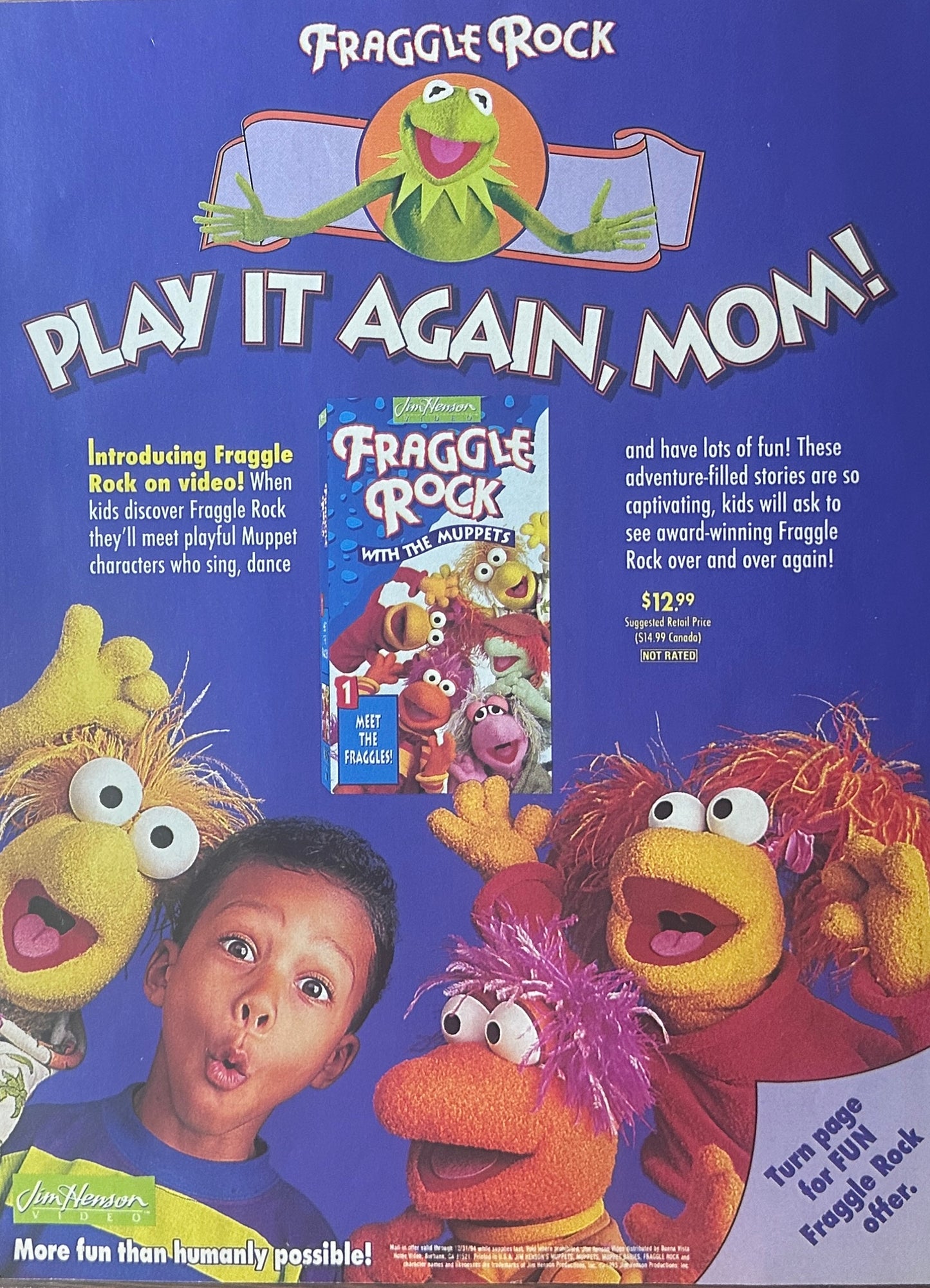 1993 Fraggle Rock Muppets Jim Henson Magazine Ad