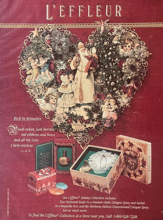 1992 L'EFFLEUR Holliday Fragrance Collection Victorian Christmas - Magazine Ad