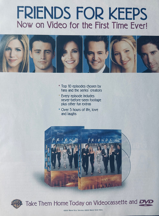 2000 Warner Brothers Friends Video & DVD Advertisement