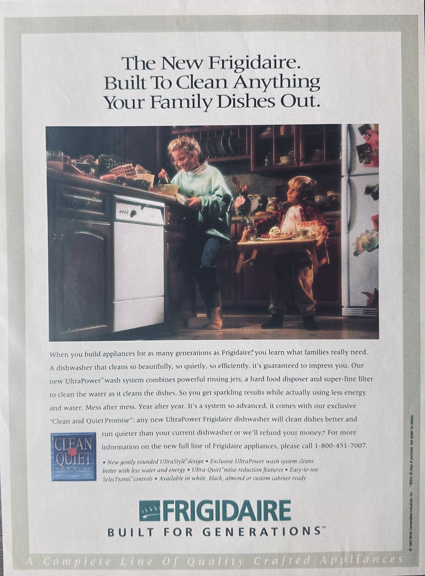 1993 Frigidaire Built-in Dishwasher Magazine Ad