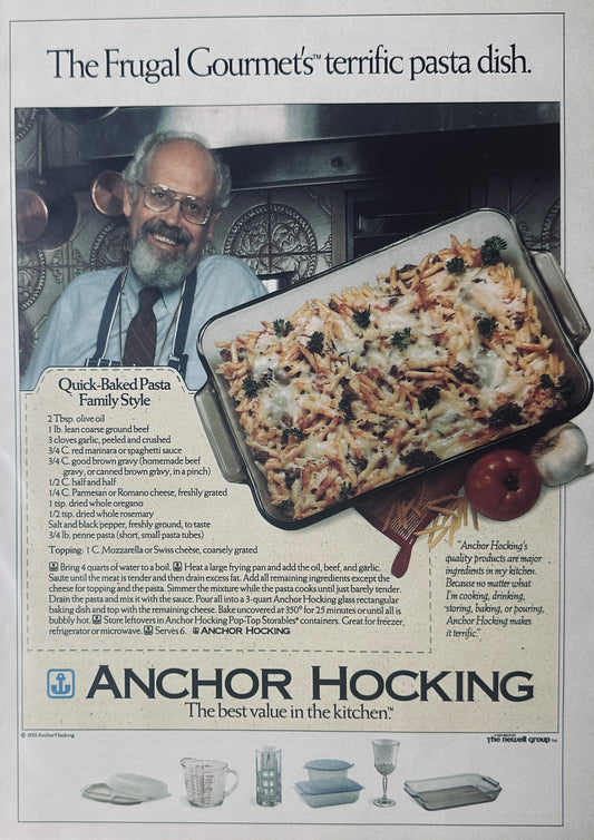 1992 Anchor Hocking - Frugal Gourmet Magazine Ad