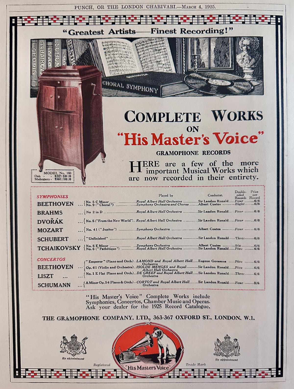 1925 His Master's Voice  Gramophone Records - Complete Works British Ad#N1552