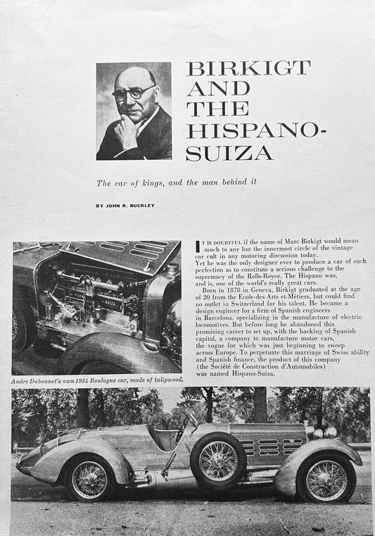 1958 Feature Magazine Article 1924 Hispano-Suiza Salon