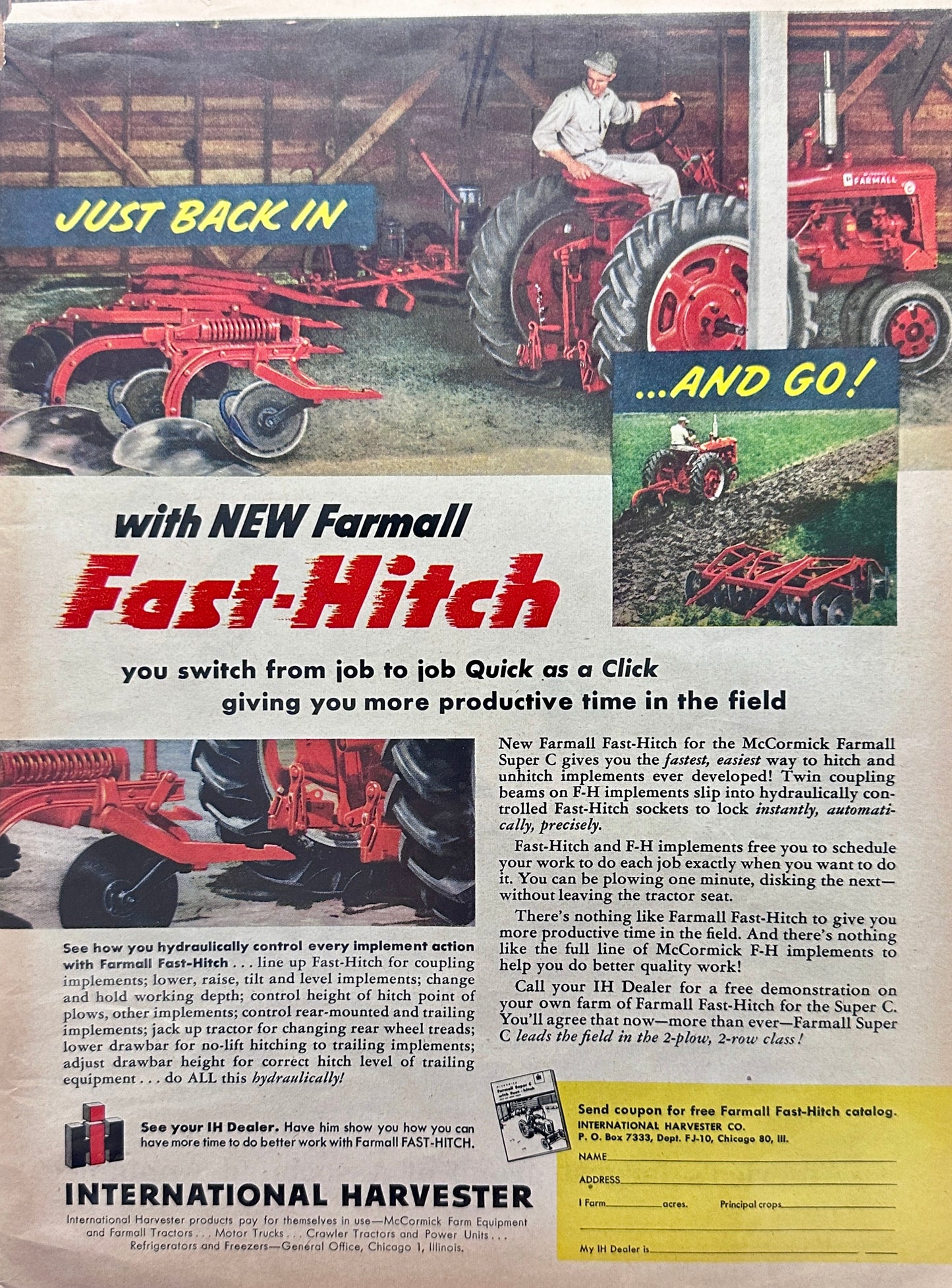 1953 International Harvester Farmall Fast Hitch + Wizard Washer & Dryer Ads