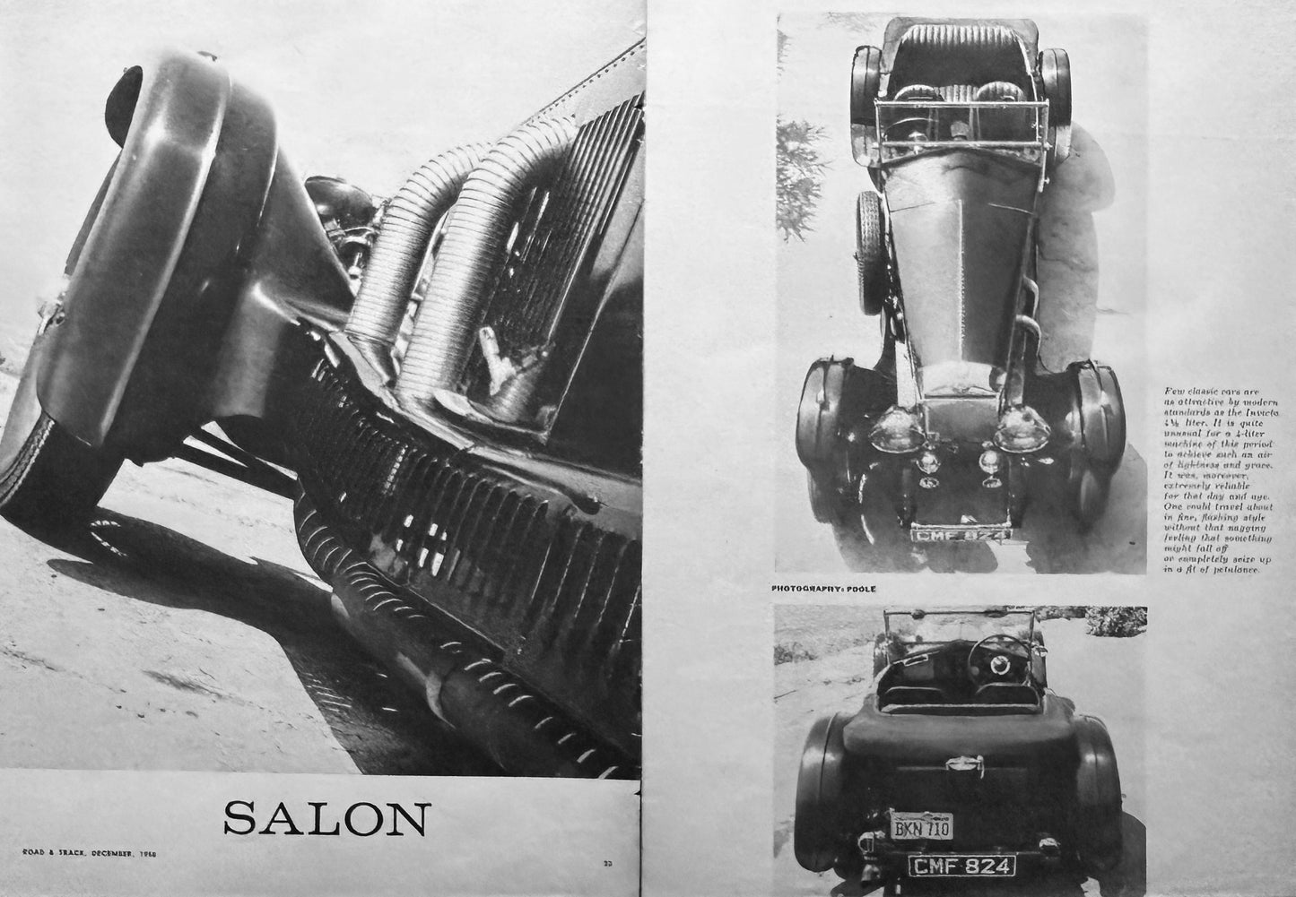 1958 Invicta 4.5 Liter Multi-Page Magazine Article Car is from 1932