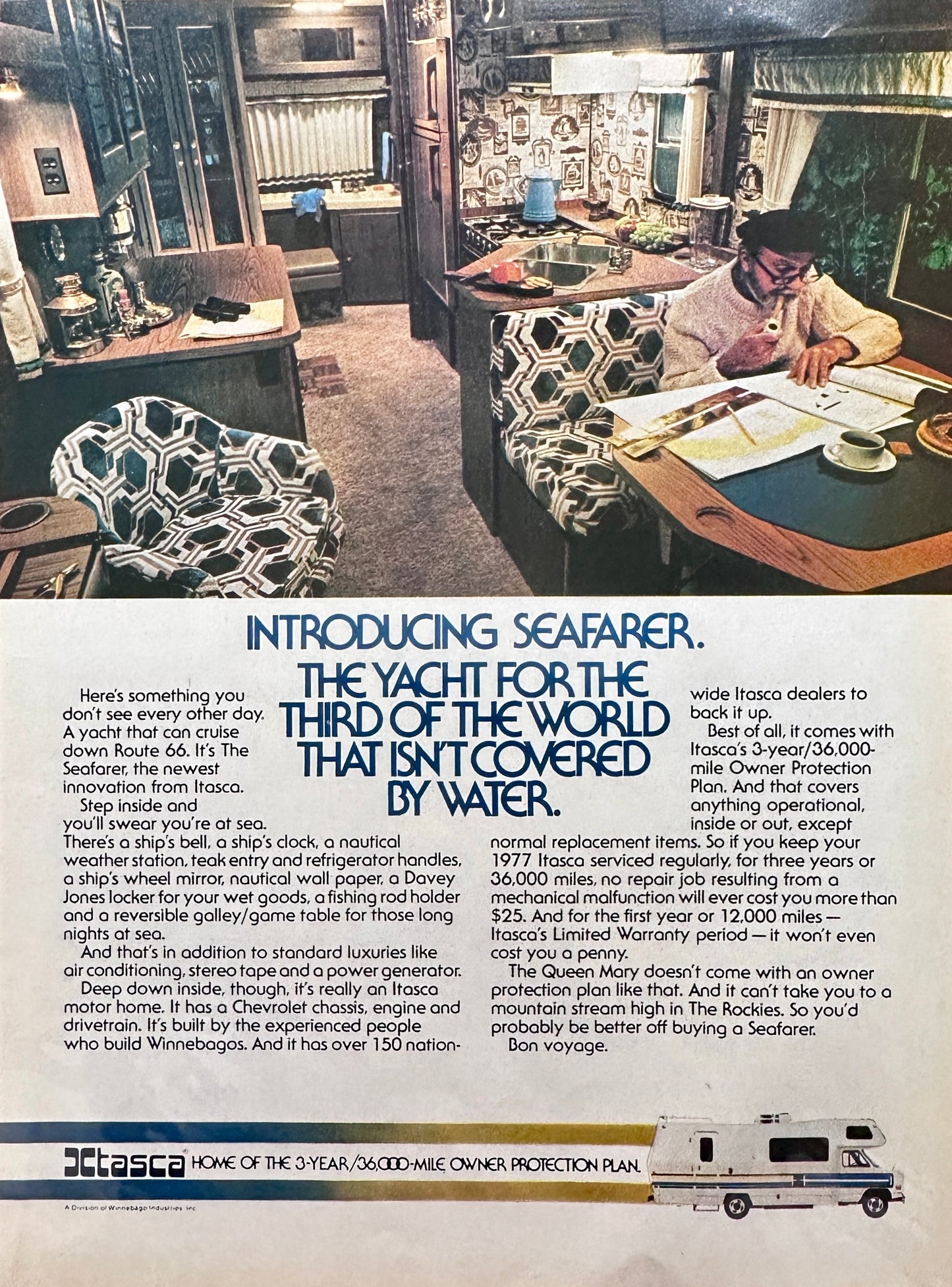 1977 Itasca Motor Home Magazine Ad - Land Yacht - Seafarer