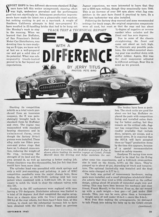 1962 E-Jag with a Difference Magazine Feature Article