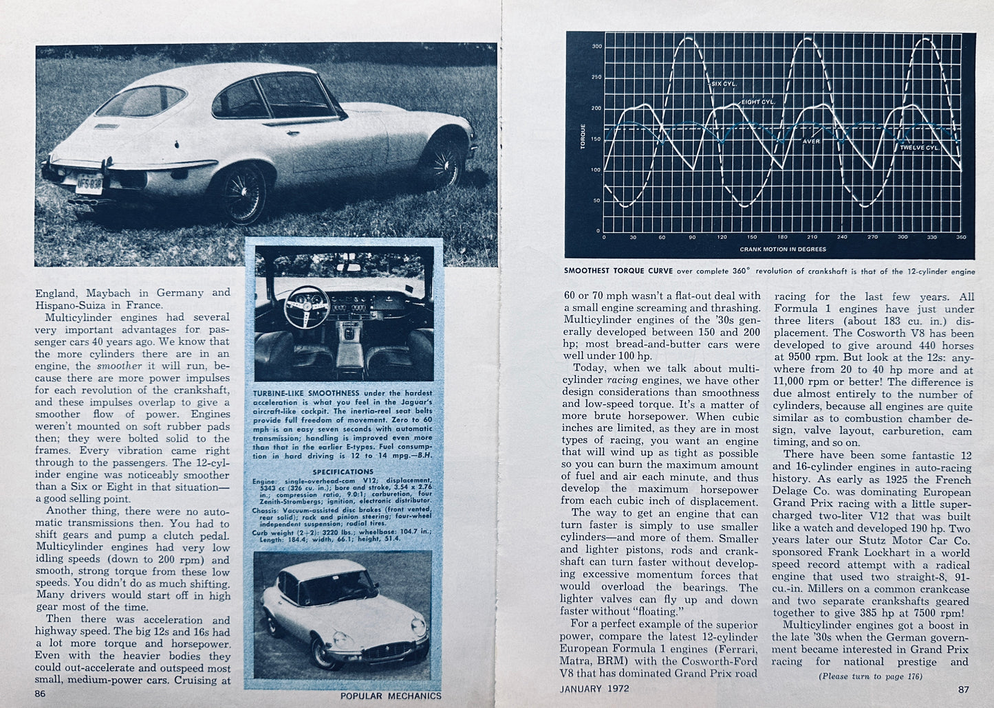 1972 Jaguar XK-E Are 8 Cylinder Enough? Magazine Article