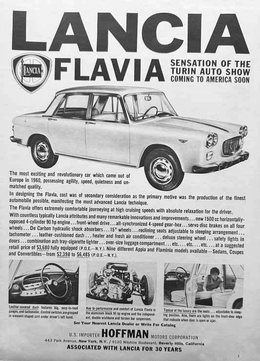 1961 Lancia Flavia Sensation of Turin Auto Show - Vintage Ad