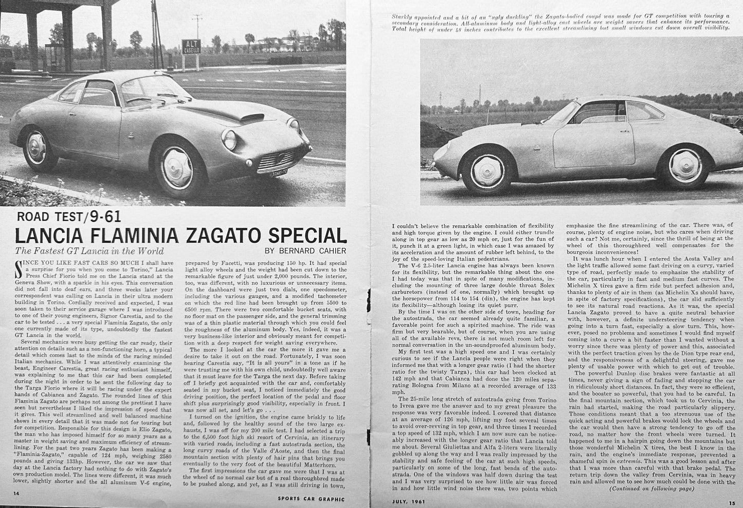 1961 Lancia Flaminia Zagato Special - Period Magazine Article