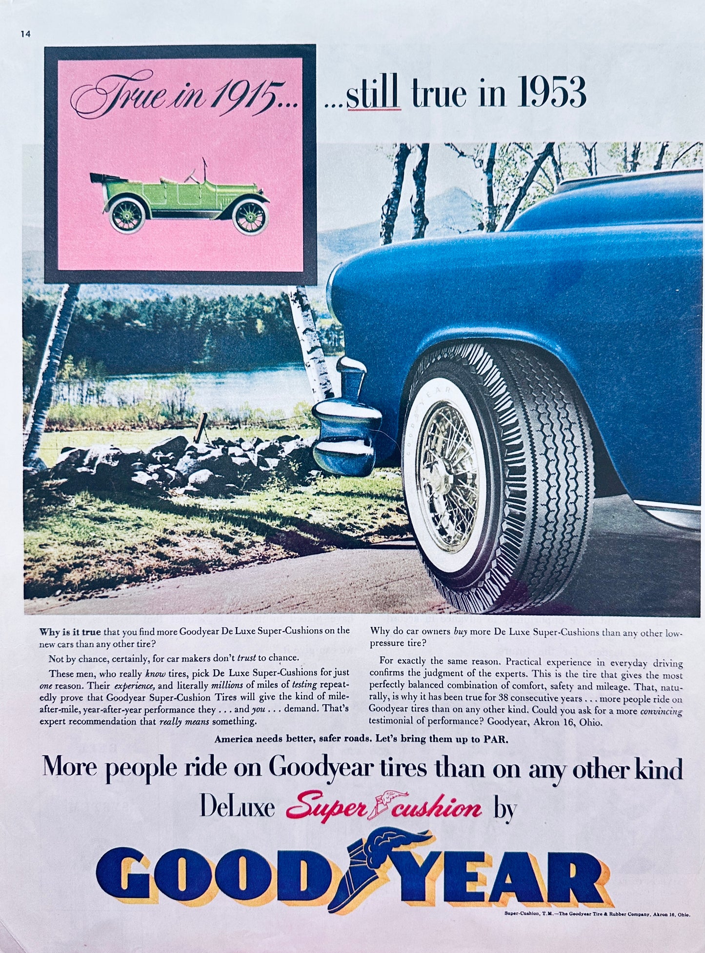 1953 Goodyear DeLuxe Super Cushion Tires - Magazine Ad