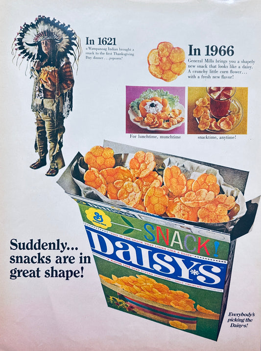 1966 General Mills Snack Daisy's  - Crunchy Corn Flower Snack - Magazine Ad