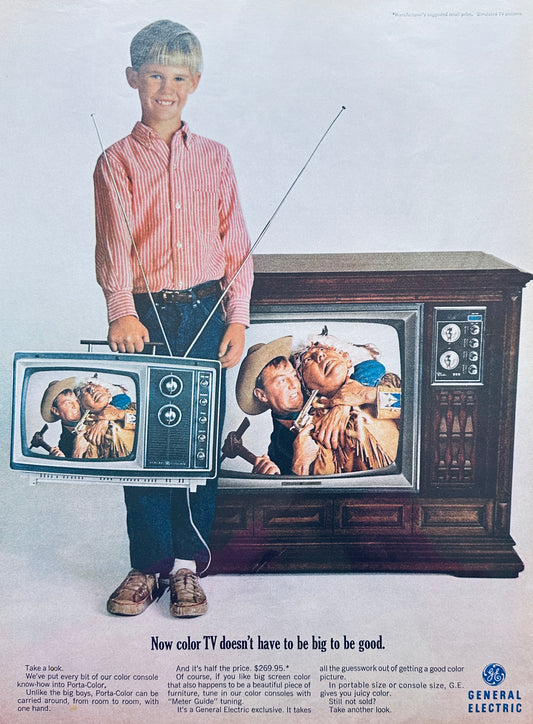 1966 General Electric Color TV Floor Model and Portable - Magazine Ad