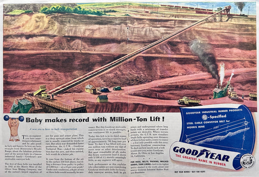 1945 Goodyear Steel Cable Conveyor Belt for Morris Mine Vintage Ad