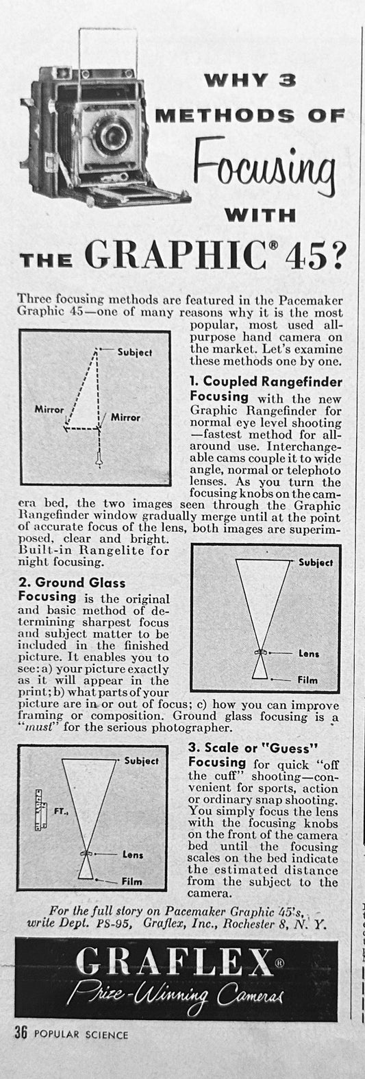 1955 Graflex Graphic 45 + Curtis Windows Garage Door Panel Like - Vintage Ad