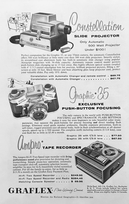 1956 Graflex Slide Projector, Camera & Tape Recorder Product - Vintage Ad