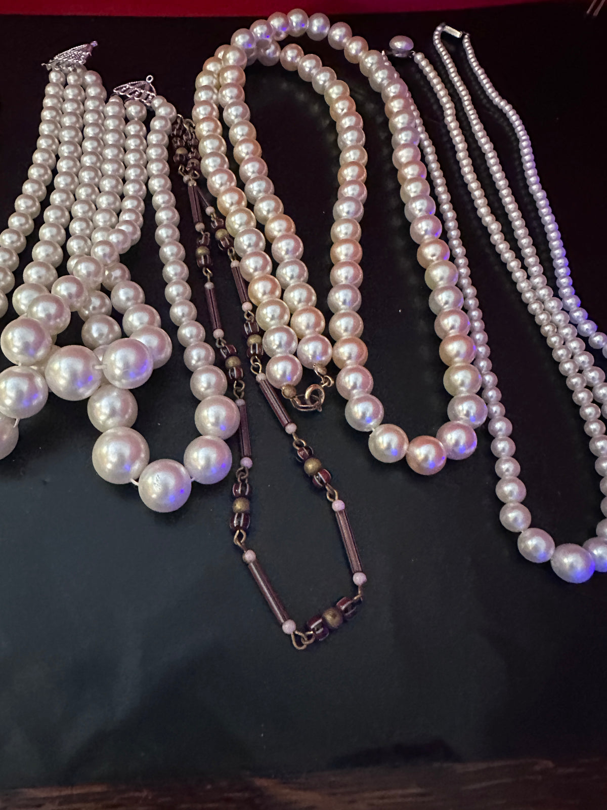 Fashion Faux Pearl "Moonglow" Glow in the Dark Necklace Lot (1950-1970)