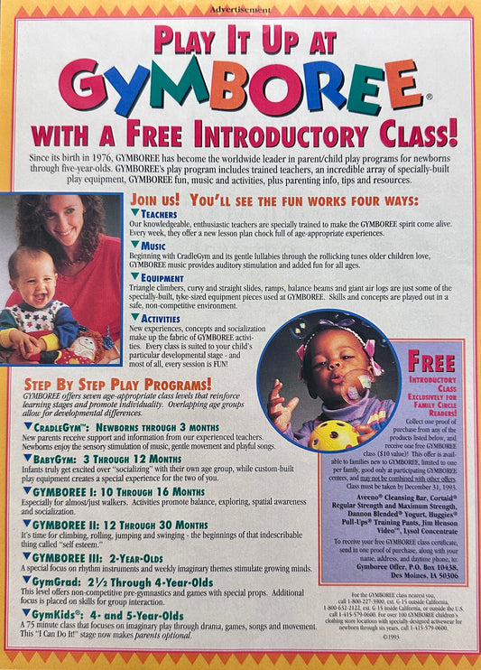 1993 Gymboree National  Play Center Franchise - Magazine Ad