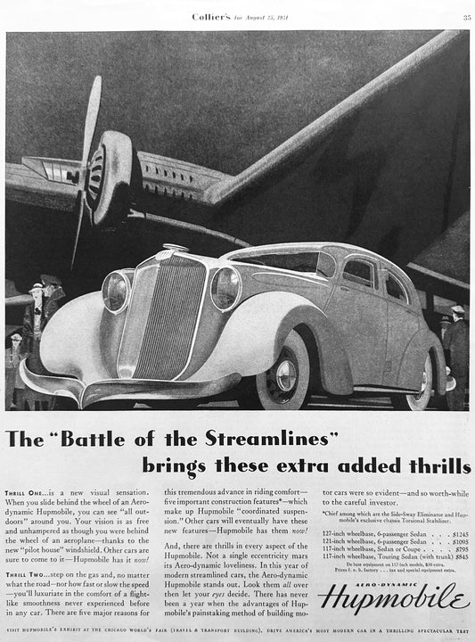 1934 Hupmobile Aerodynamic 4 Door Sedan - Vintage Ad - Gotham Feel #426