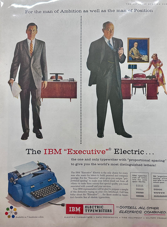 1957 IBM Executive Electric Typewriter - Plug-in - Magazine Ad