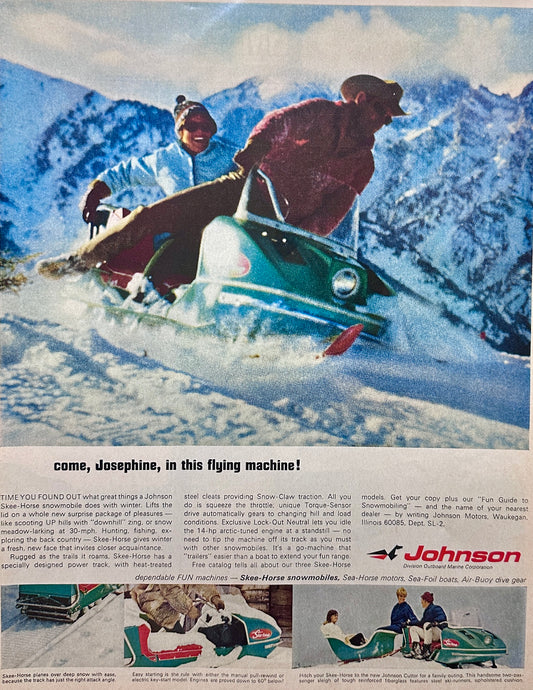 1967 Skee-Horse Johnson Brand Snowmobile - Magazine Ad