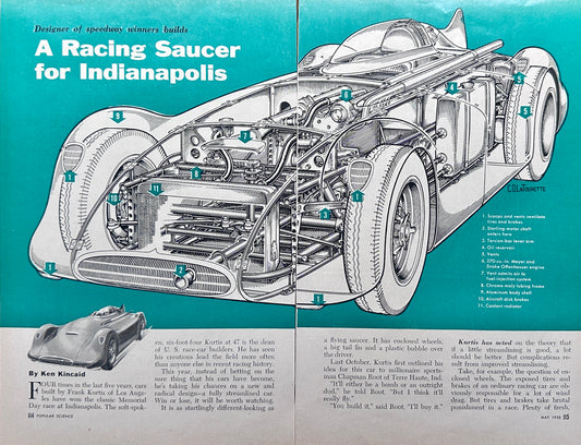 1955 Kurtis Designed Indy 500 Race Car Magazine Article