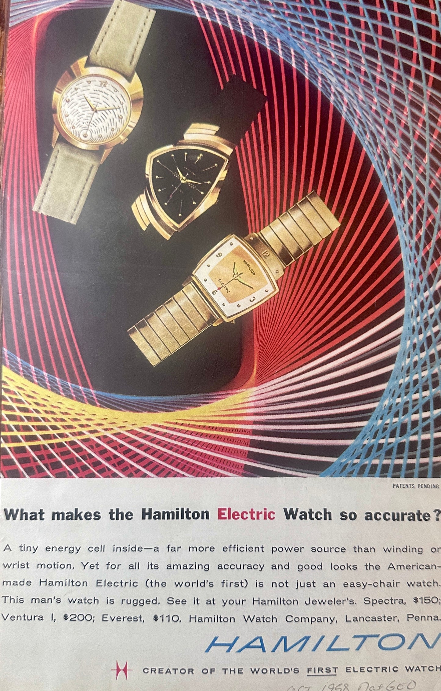 1958 KLM Airlines & Hamilton Electric Watch Vintage Ads