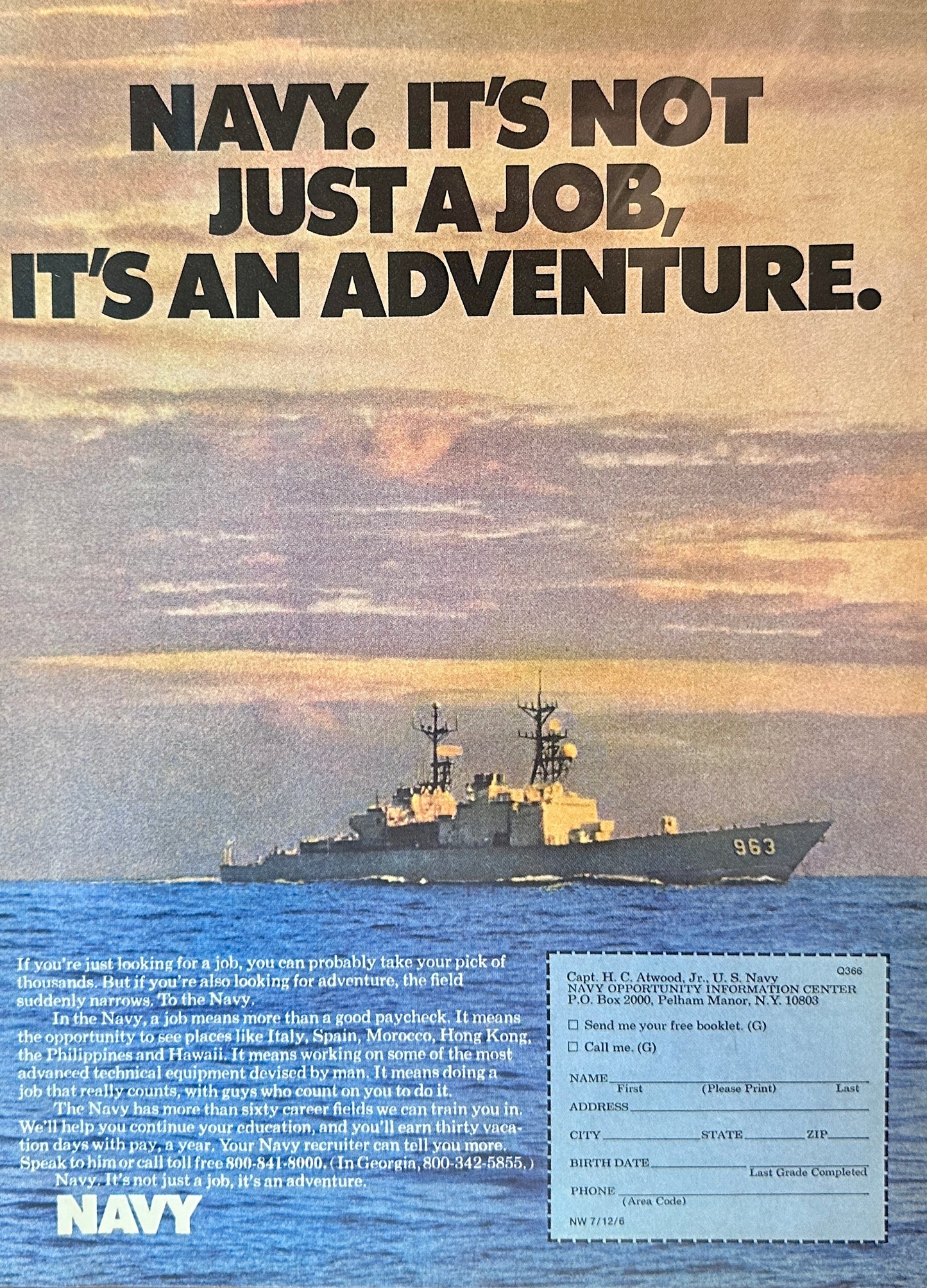 1975 Navy Recruiting Magazine Ad