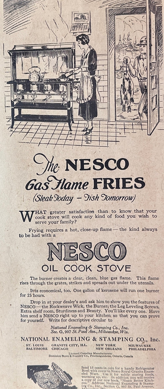 1925 NESCO Oil Cook Stove & Perfection Oil Cook Stoves & Ovens Ads N725