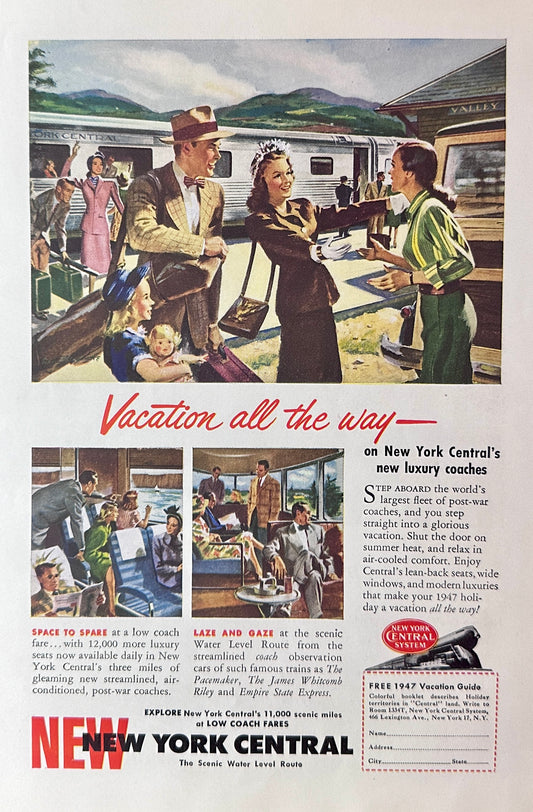 1947 New York Central Train Vacation  + Ansco Film Magazine Ads