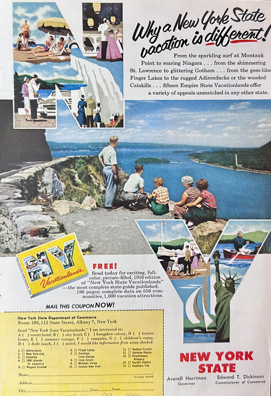 1956 New York State Vacation Destination Promotional Ad