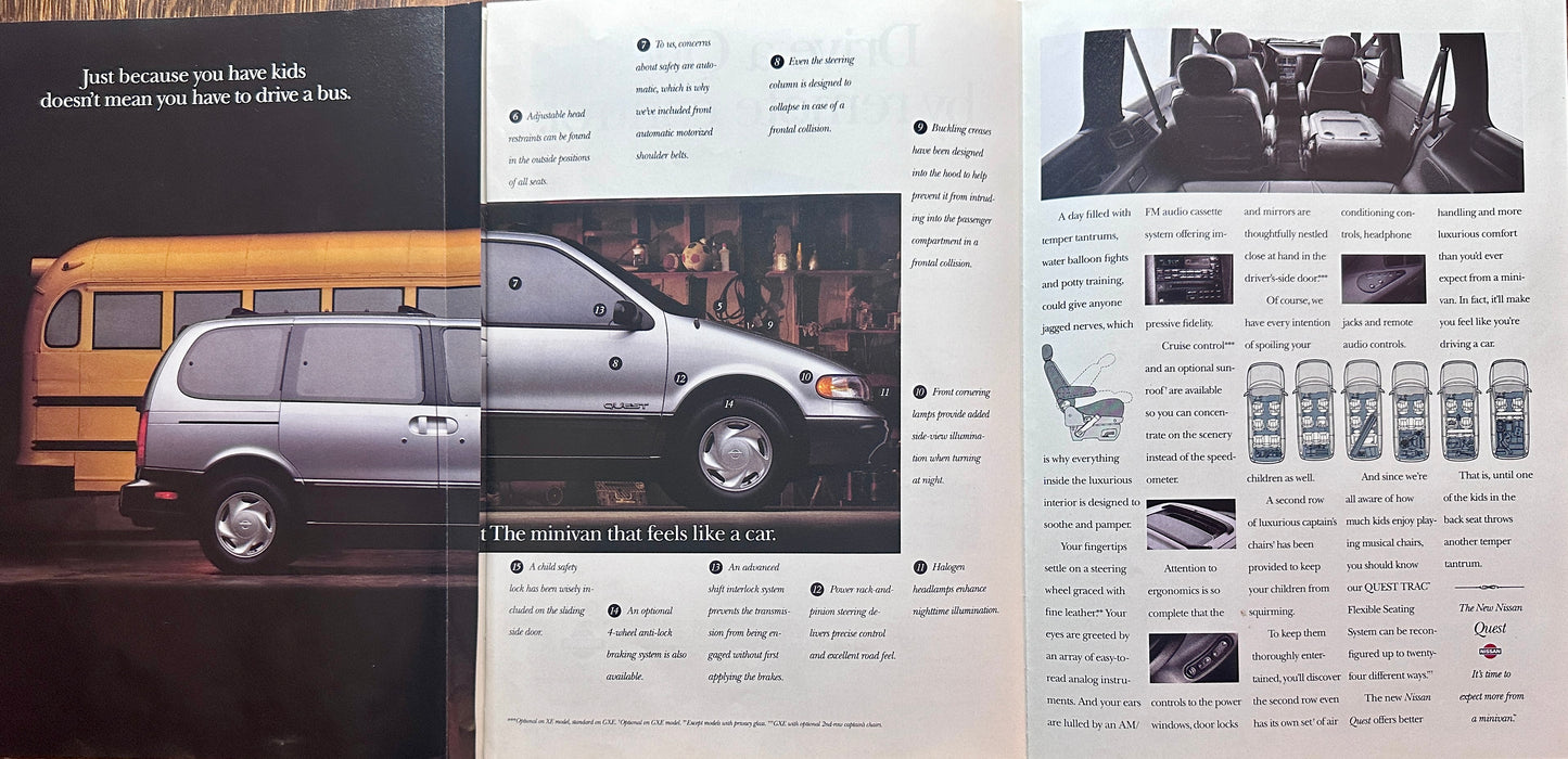 1992 Nissan 5 Page Multi-Fold Nissan Previa Minivan Magazine Ad