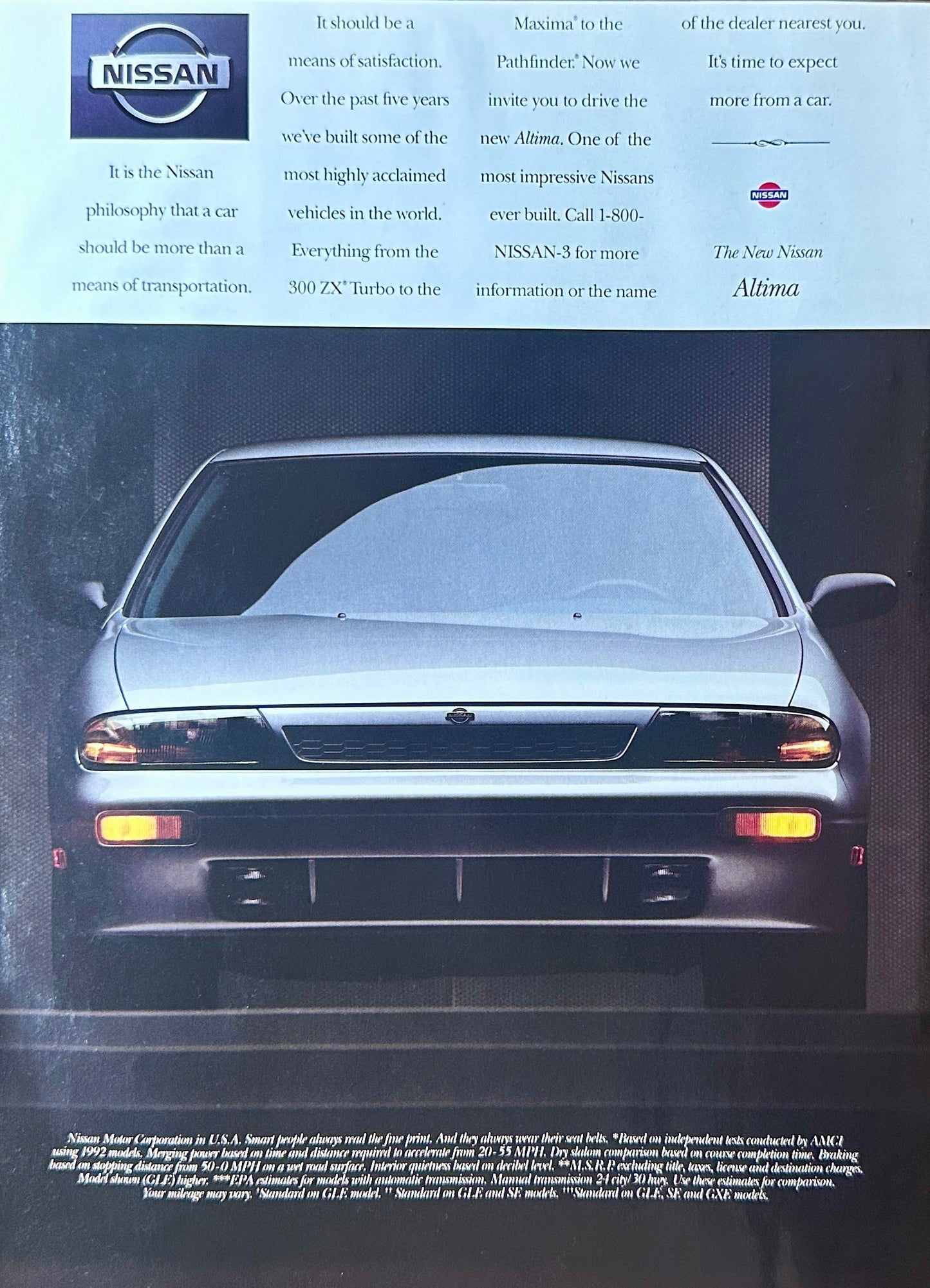 1992 8-Page Nissan Altima Magazine Insert